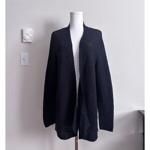Eileen Fisher XL Chunky Knit Cardigan Black Minimalist Chic Neutral Capsule